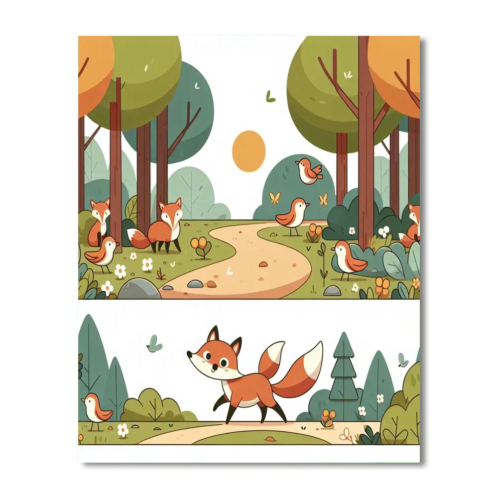 Friendly Woodland Walk Paint By Numbers Art