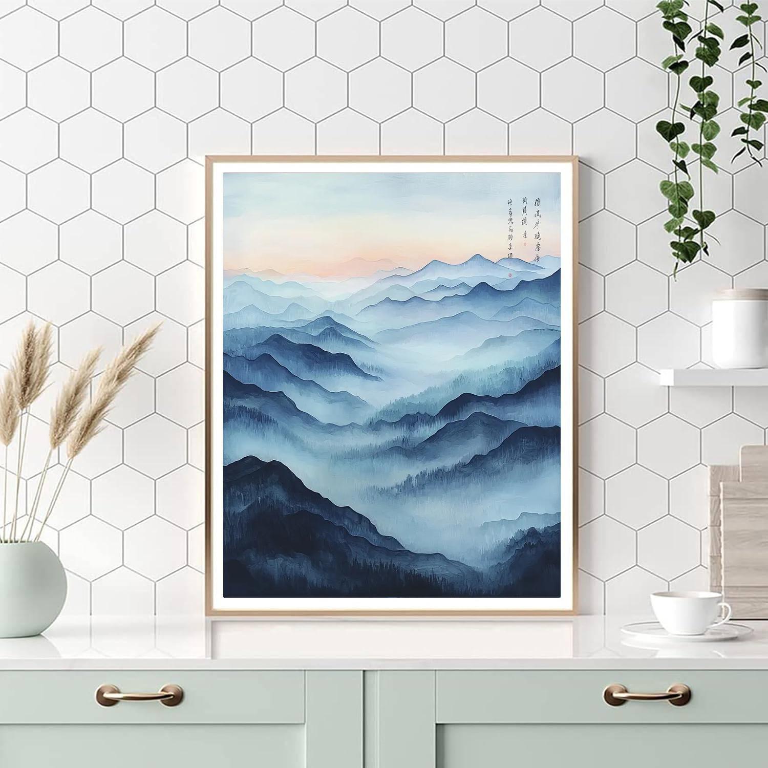 Zhao Mengfu Inspired Whispering Mountains  Painting By Numbers Kit