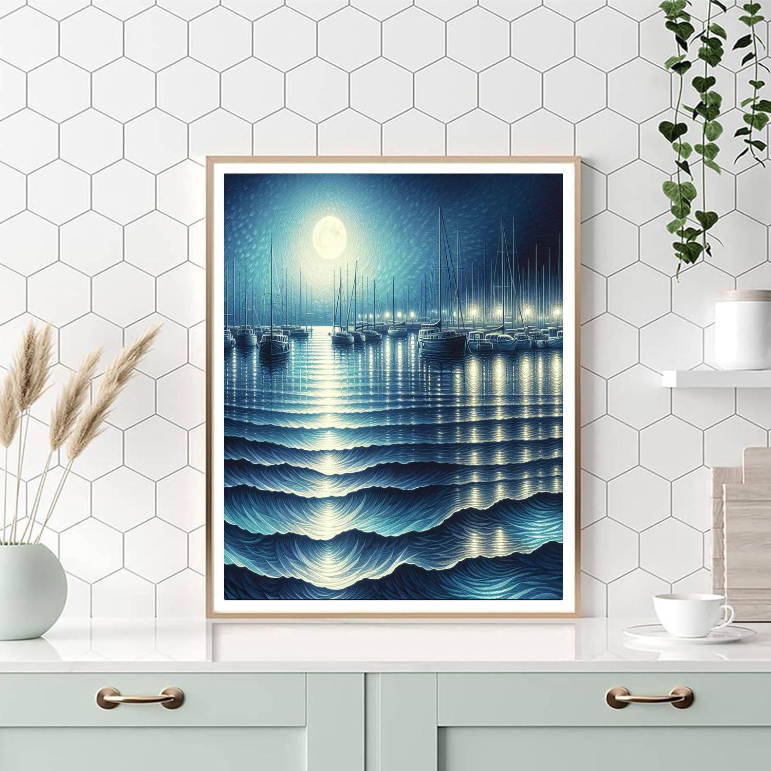 Moonlit Harbor Serenity Paint By Number