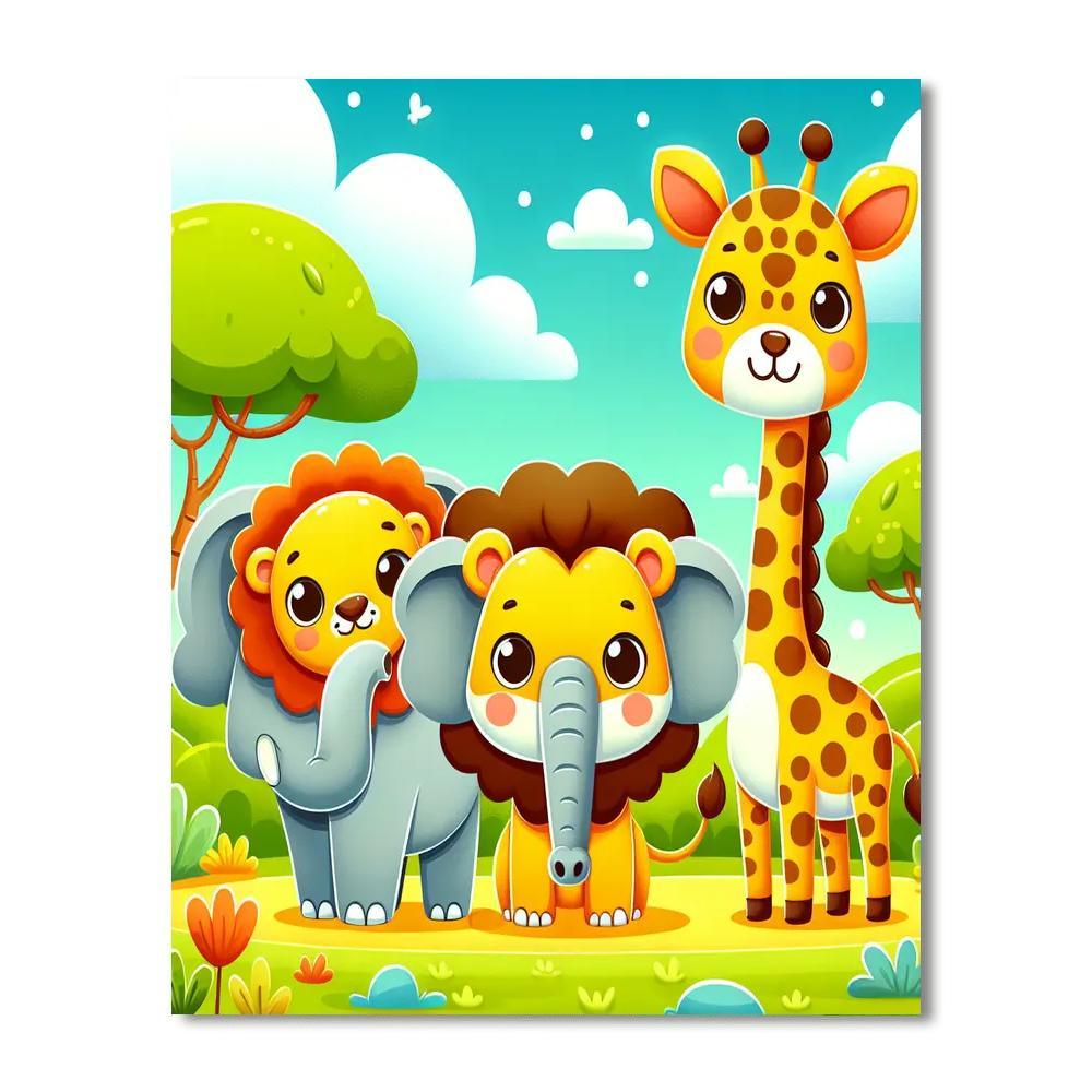 Safari Adventure With Cute Animals Paint By Color