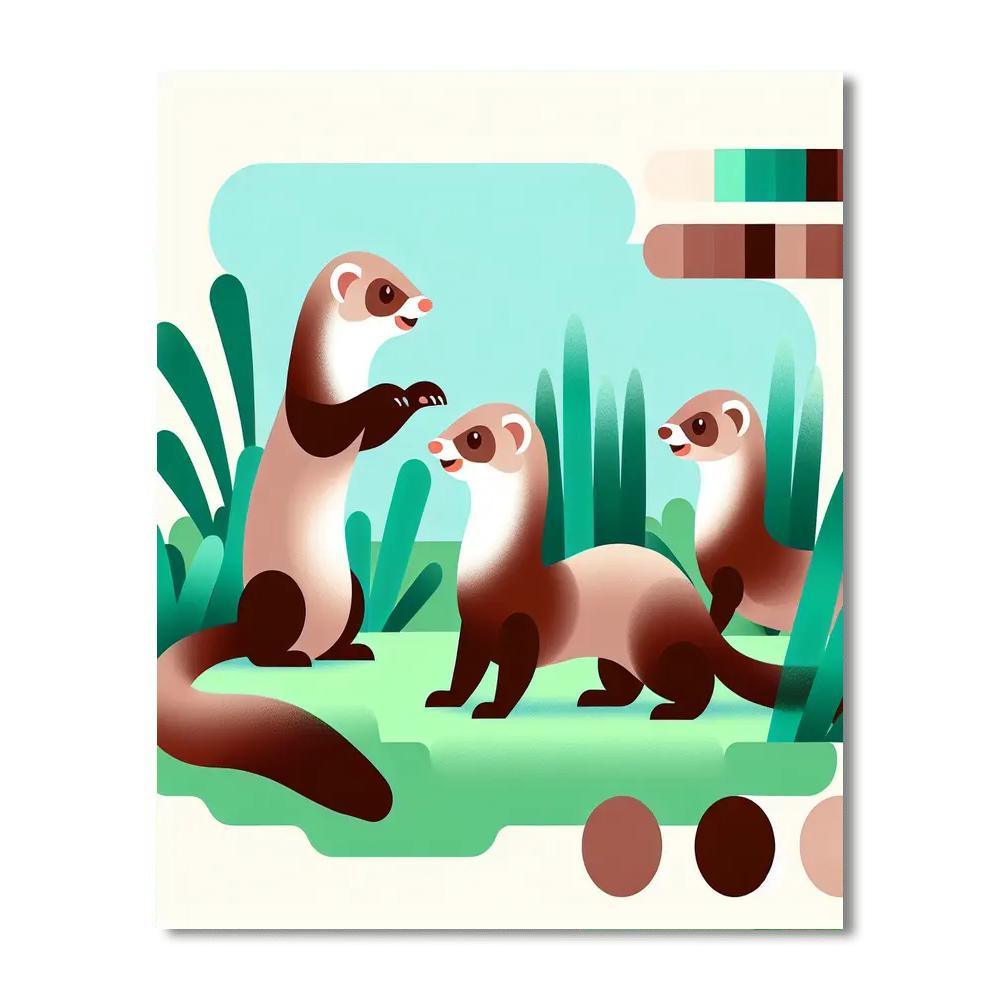 Friendly Ferret Frolic Paint By Color