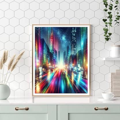 Vibrant City Nightlights Number Painting
