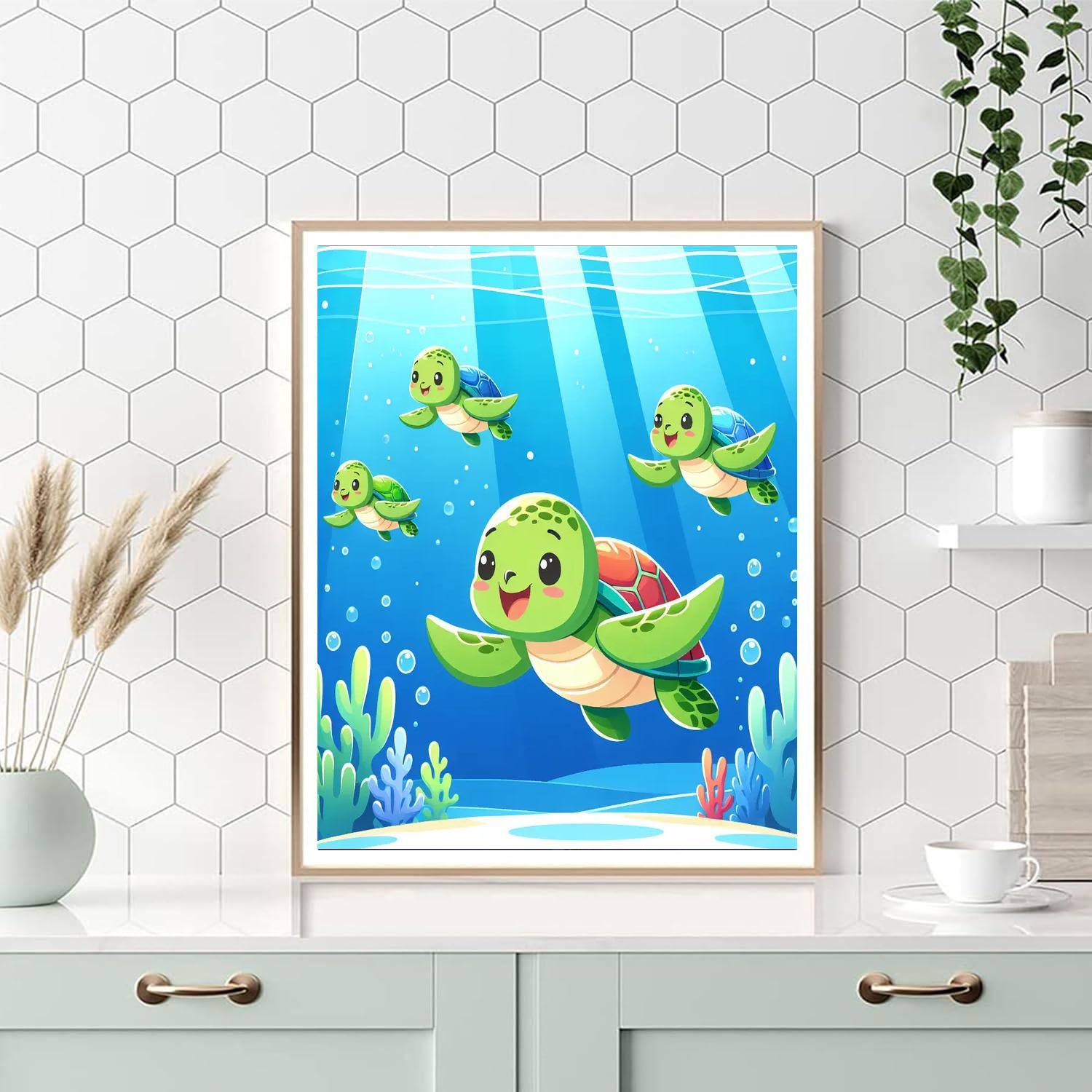 Bubbly Sea Turtles DIY Paint By Numbers