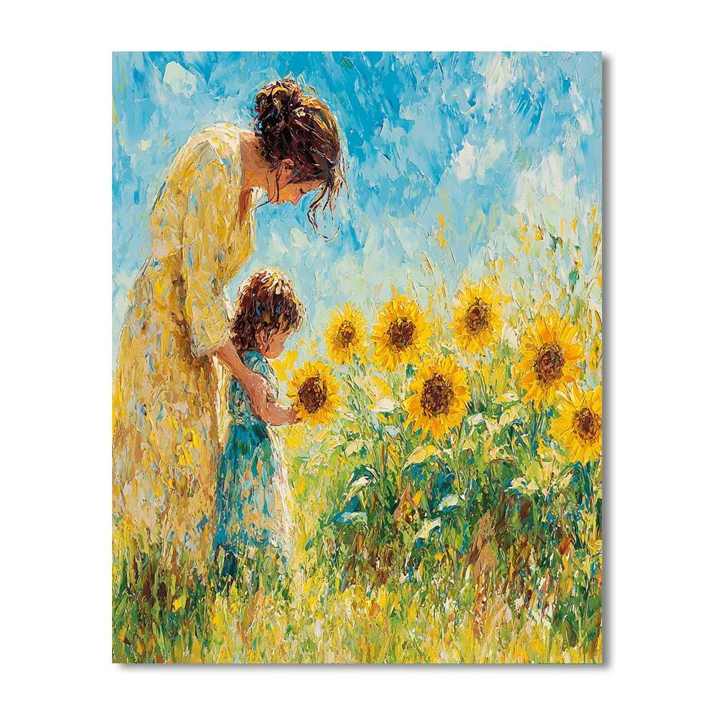 Mommy And Me In The Sunflowers Painting By Numbers Kit