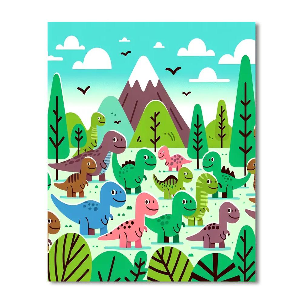 Dinosaurs In Prehistoric World Numbered Painting Kits