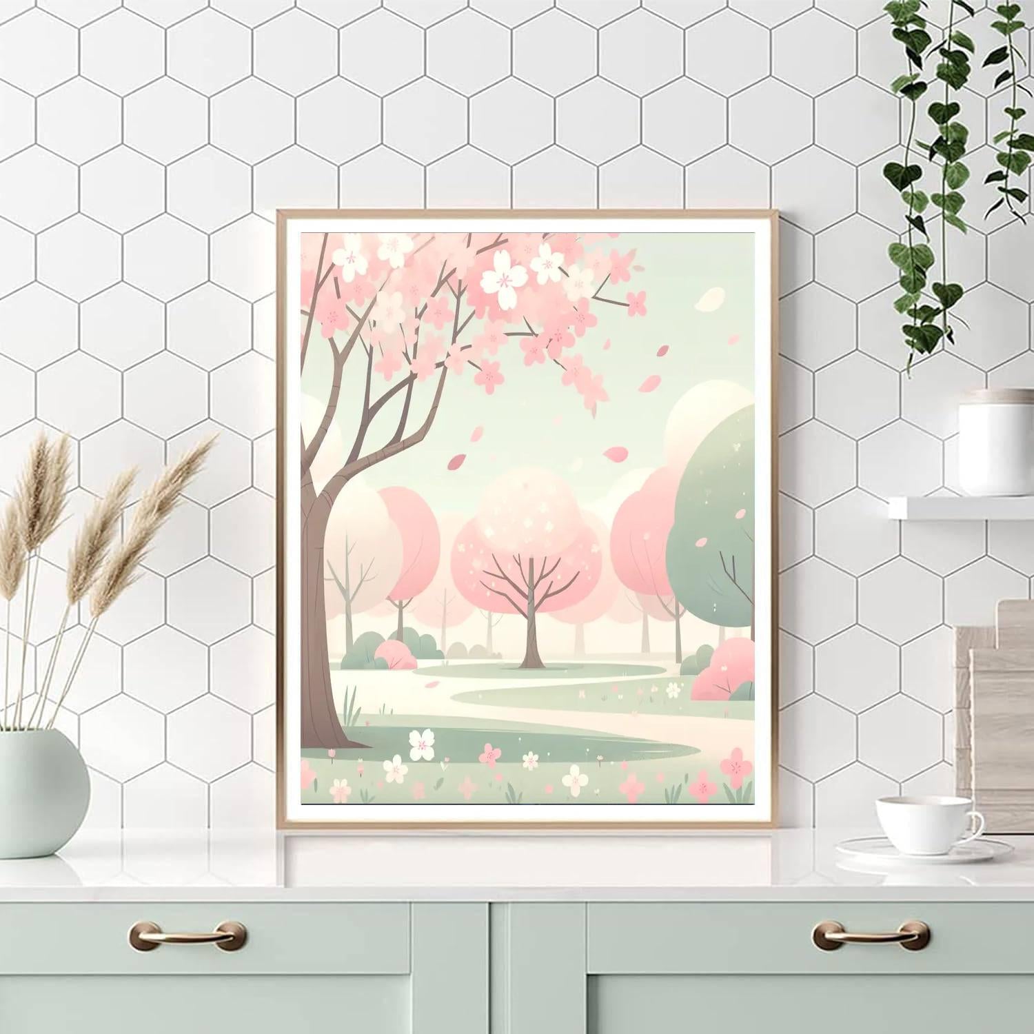 Charming Cherry Blossom Park Paint By Color