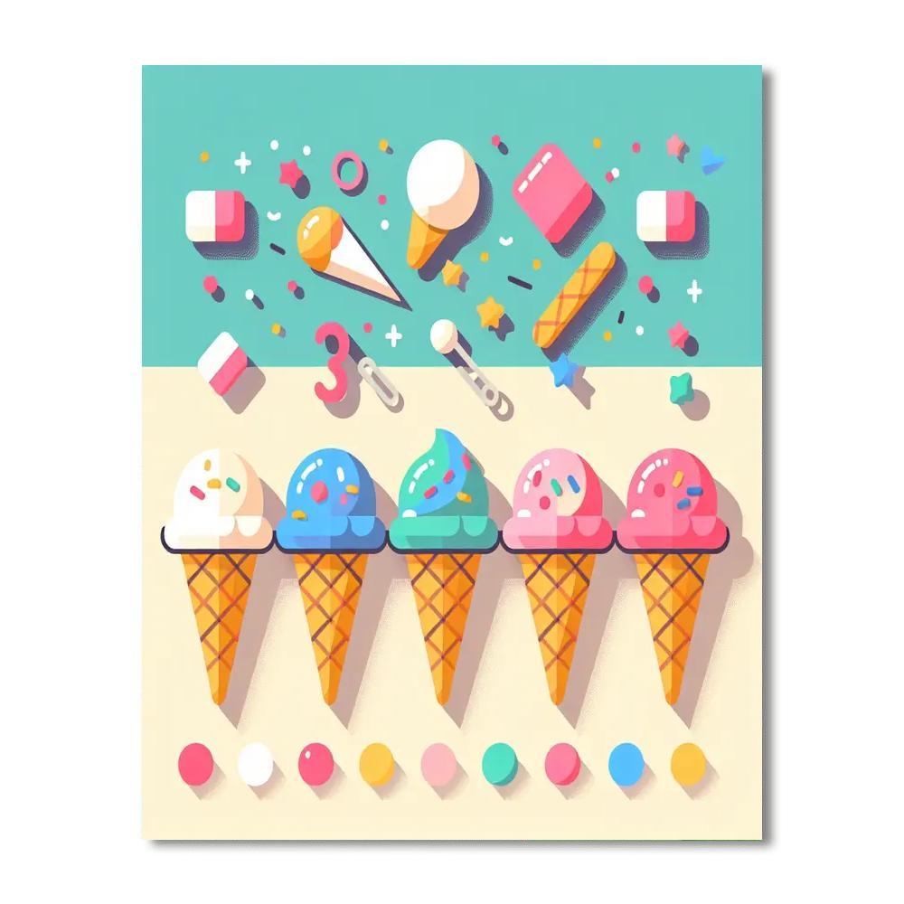 Happy Ice Cream Fiesta Numbered Painting Kits