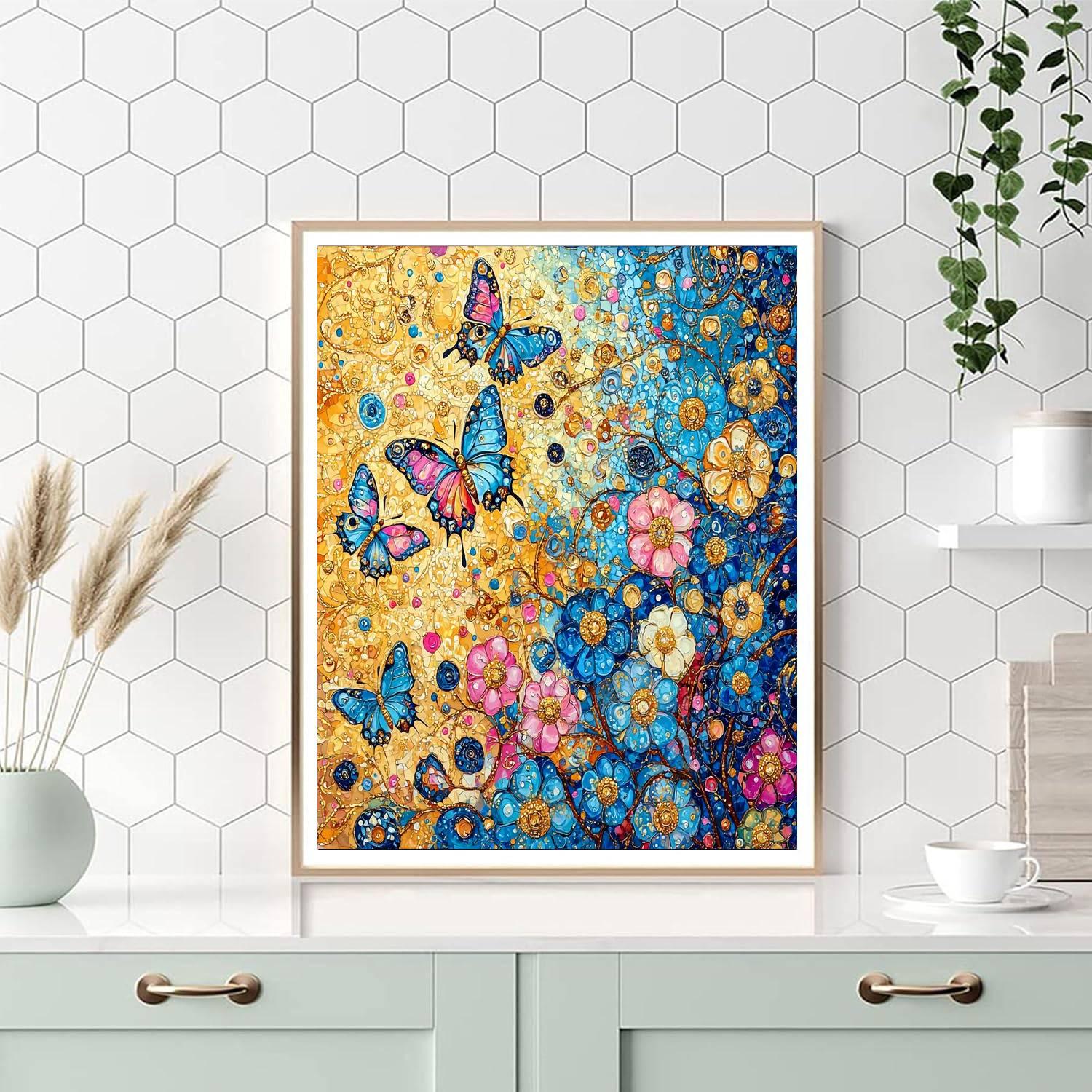 Gustav Klimt Inspired Elegant Butterflies  Numbered Painting Kits