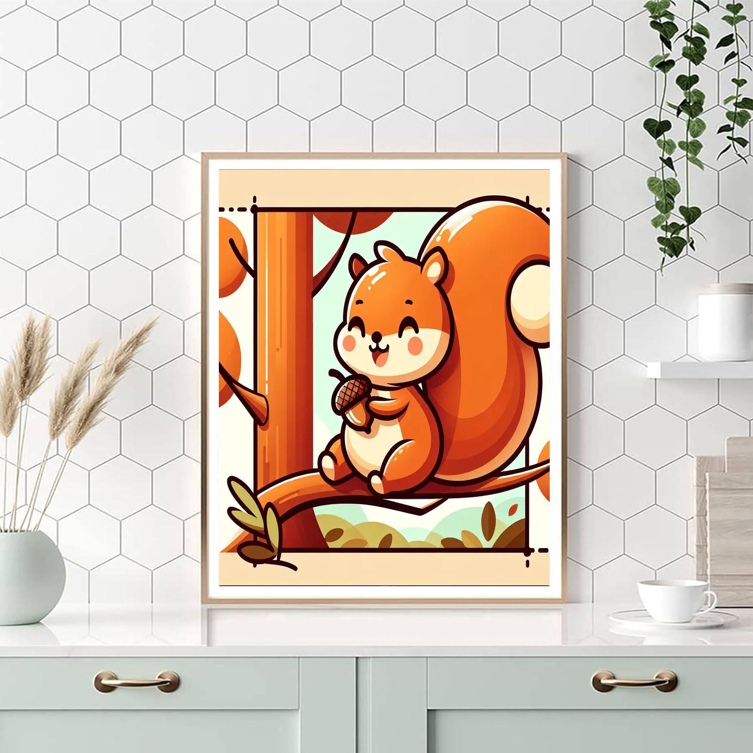 Merry Squirrel Paint By Numbers Art