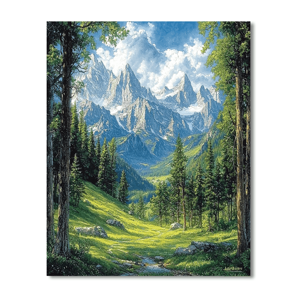 Albert Bierstadt Inspired Harmonious Mountains  Paint By Numbers Kits