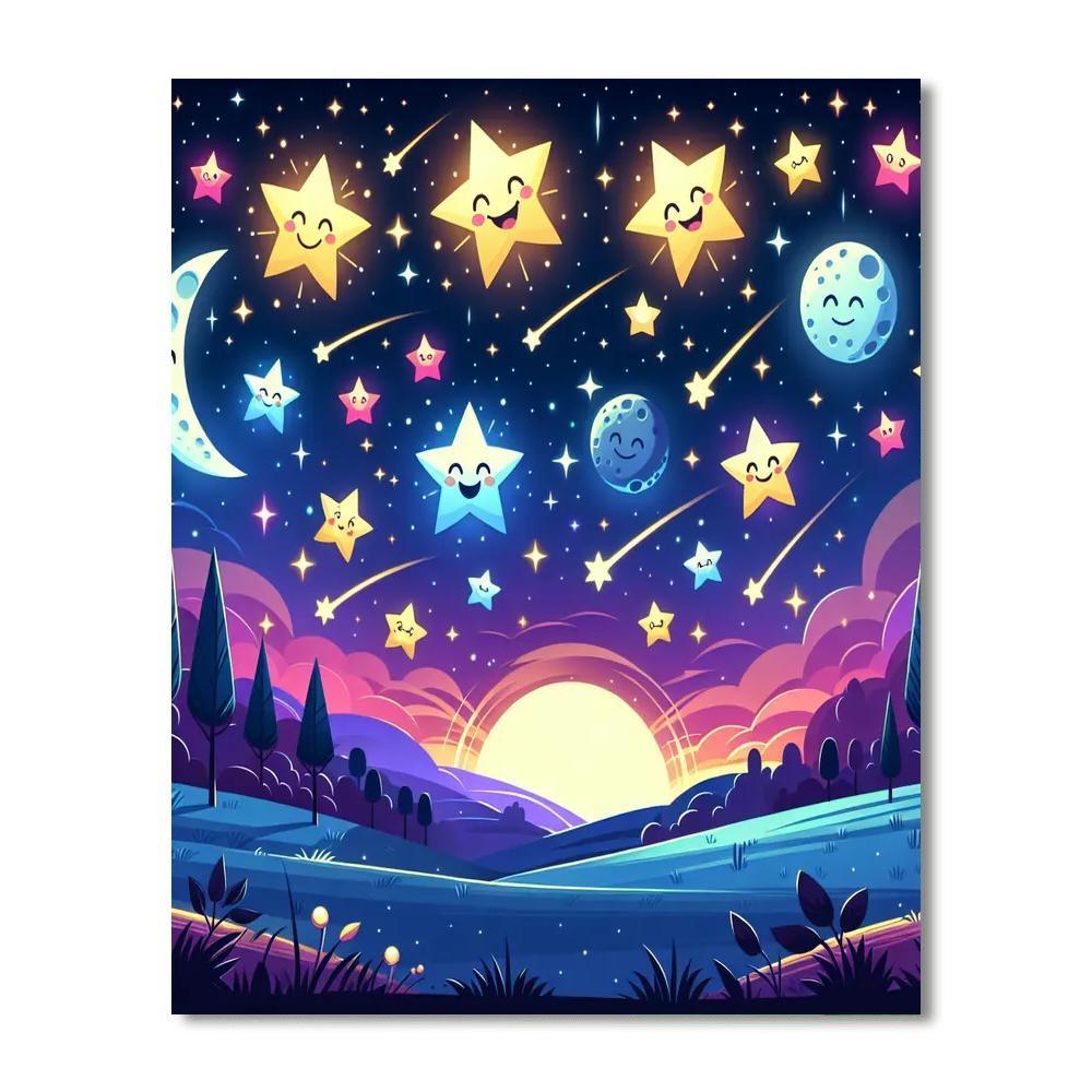 Sparkly Starry Night Paint By Numbers Art