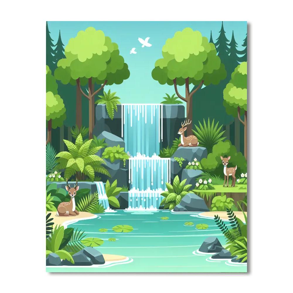 Wondrous Waterfall Vista Number Painting