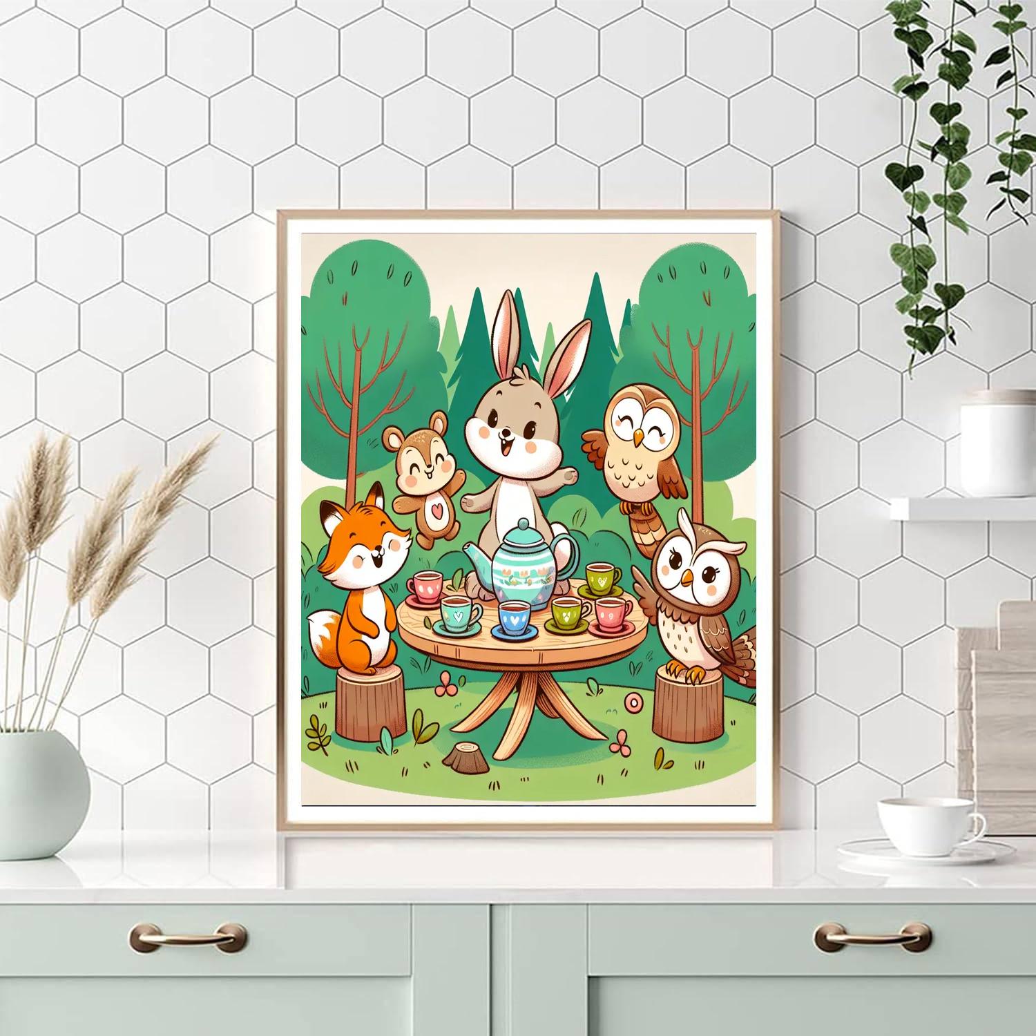 Forest Animal Tea Party DIY Paint By Numbers