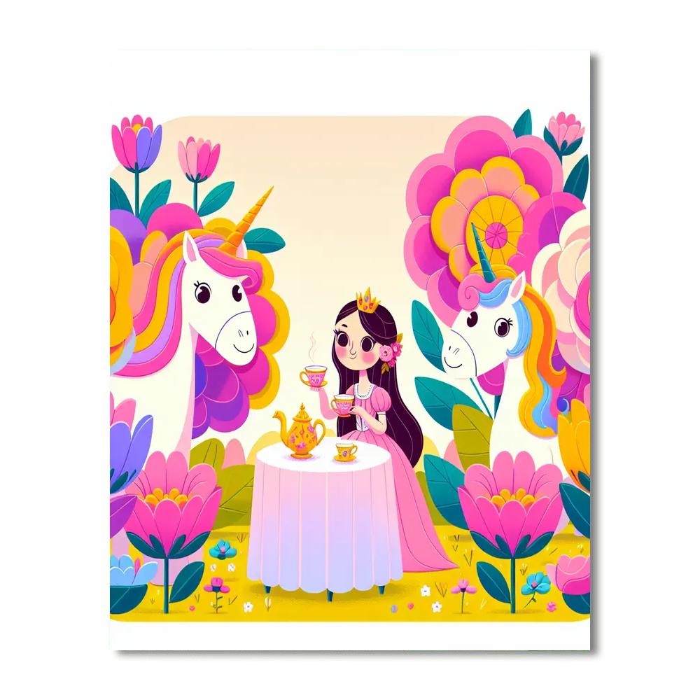 Princess Unicorn Tea Party DIY Paint By Numbers
