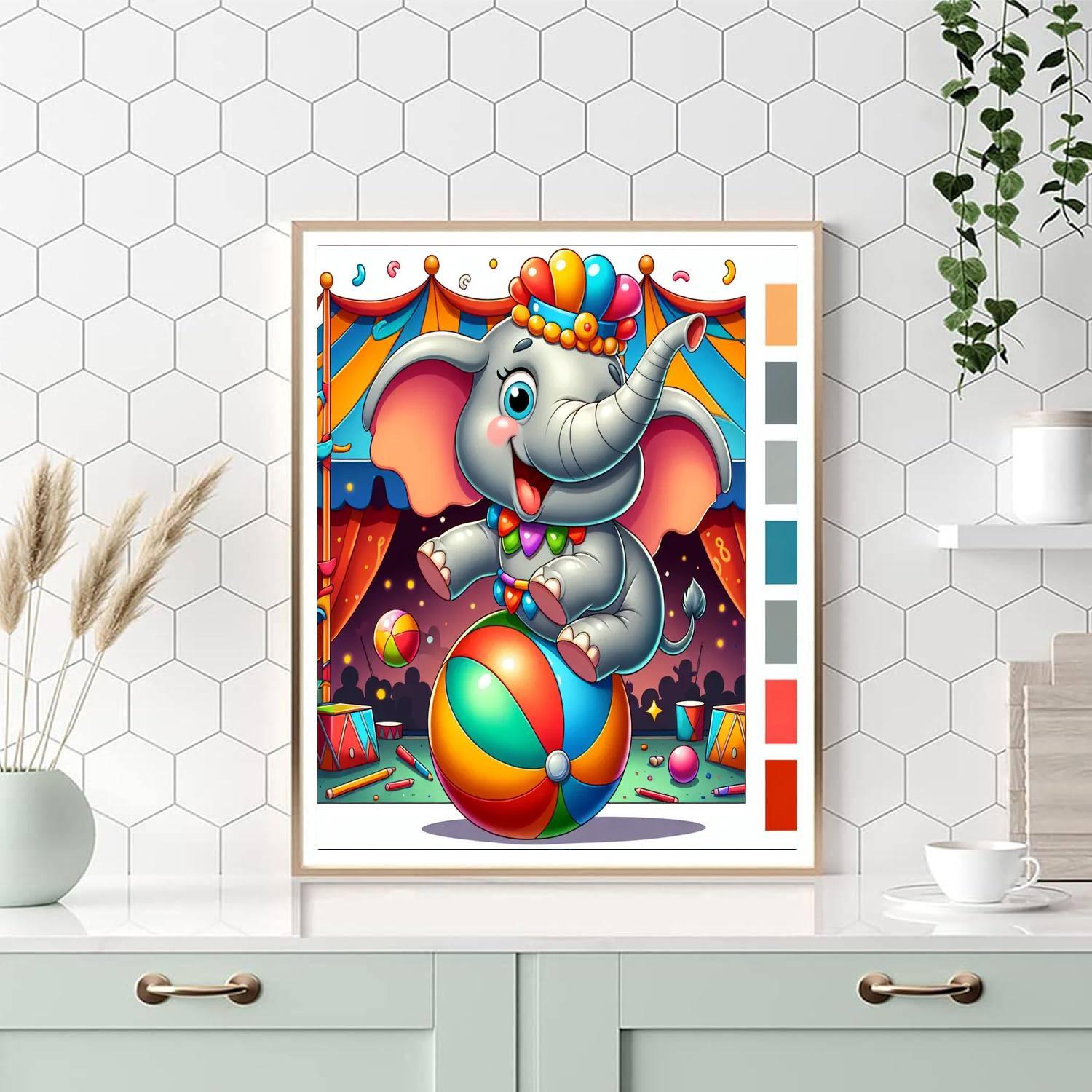 Silly Circus Elephant DIY Paint By Numbers