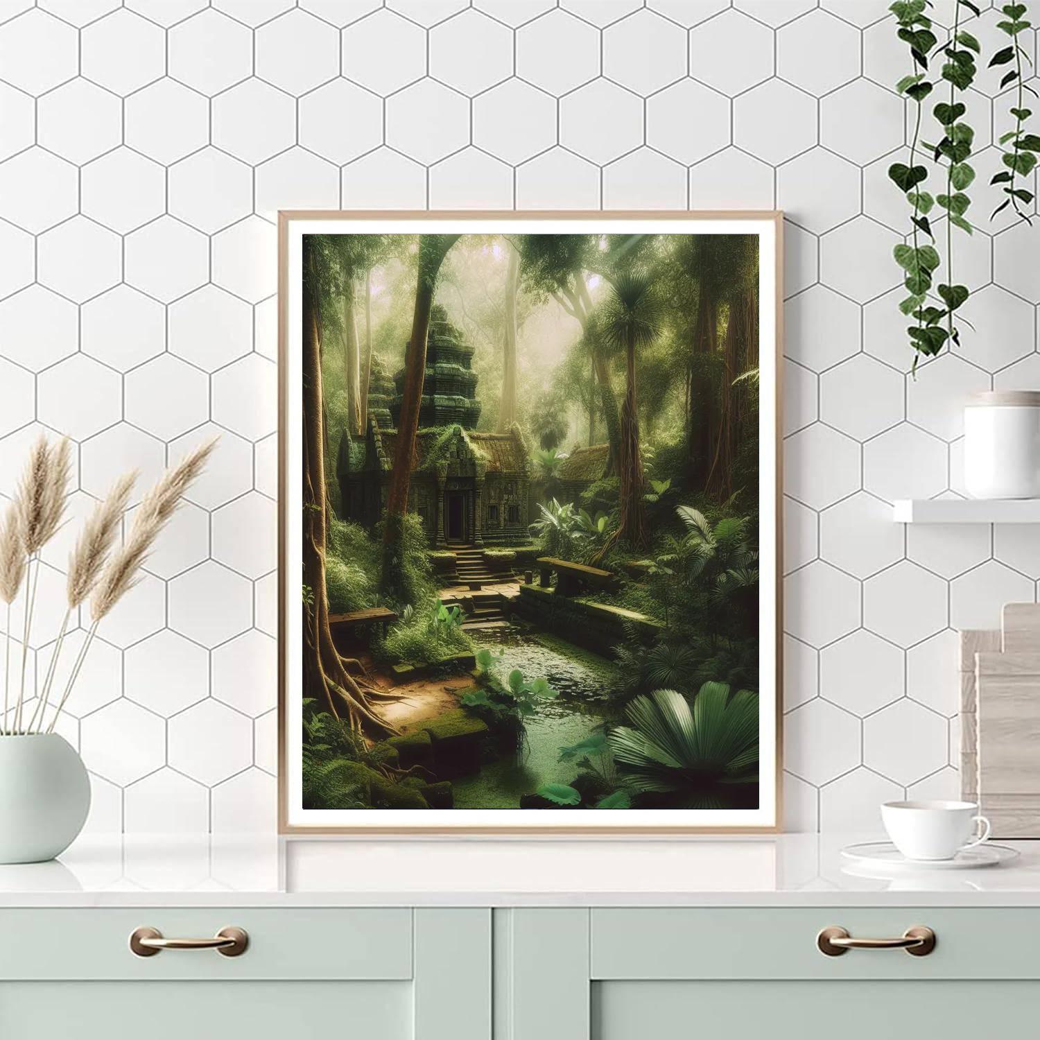 Ancient Forest Temple Painting By Numbers Kit