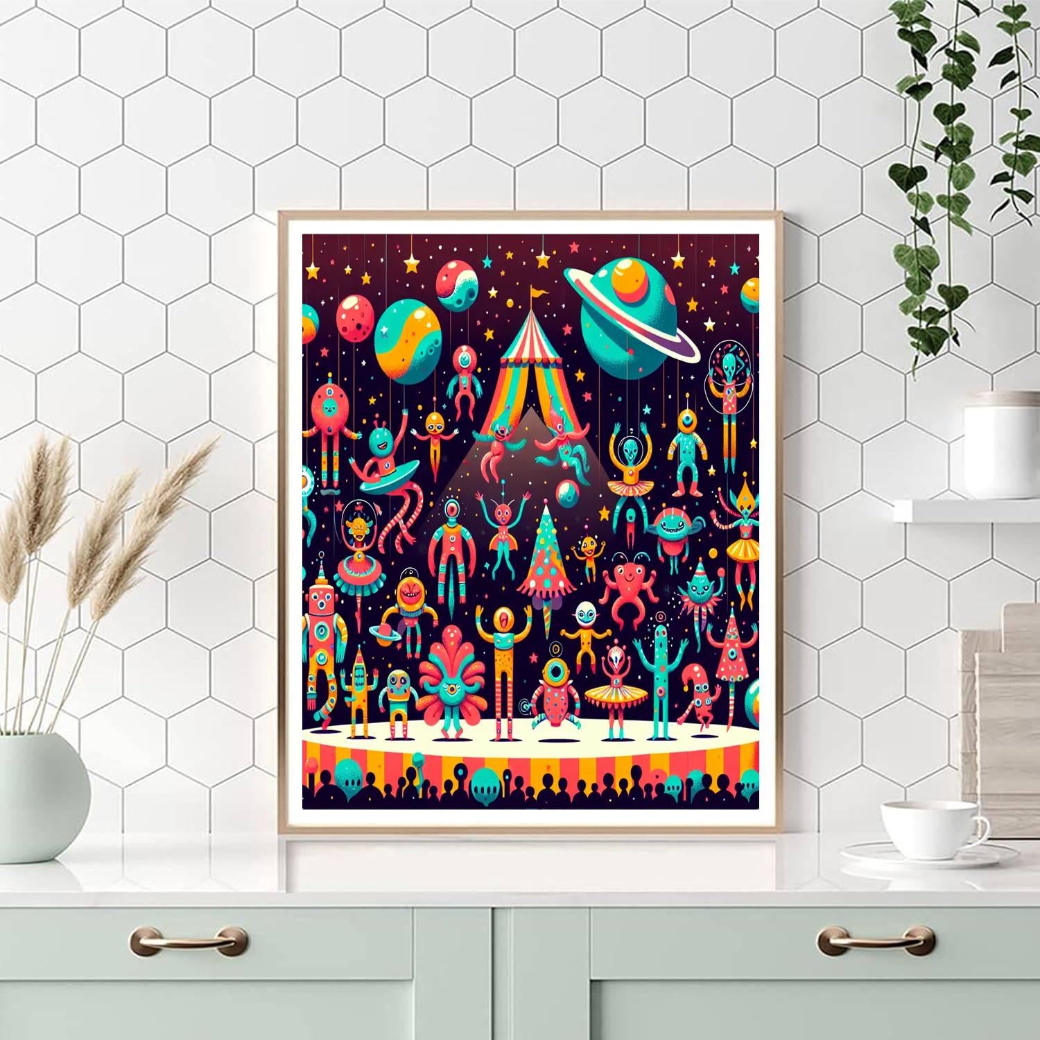 Space Circus Show Painting Number Kit