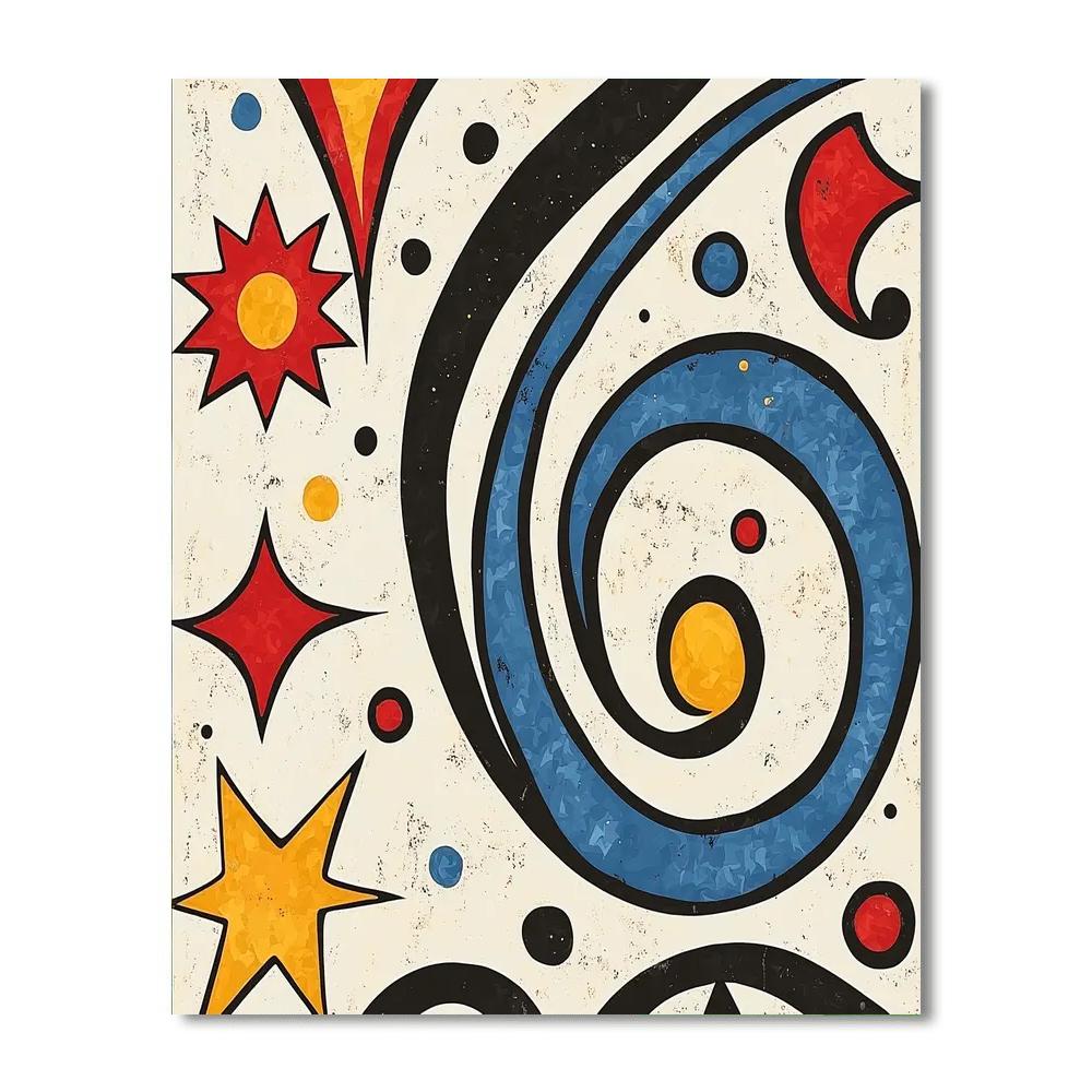 Joan Miró Inspired Whimsical Celestial Dance  Paint By Color