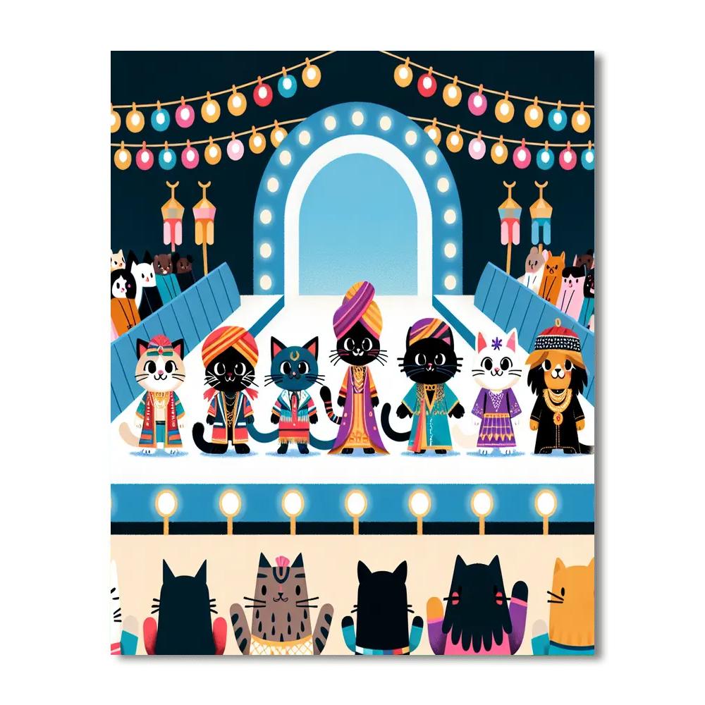 Funky Feline Fashion Show Paint By Number