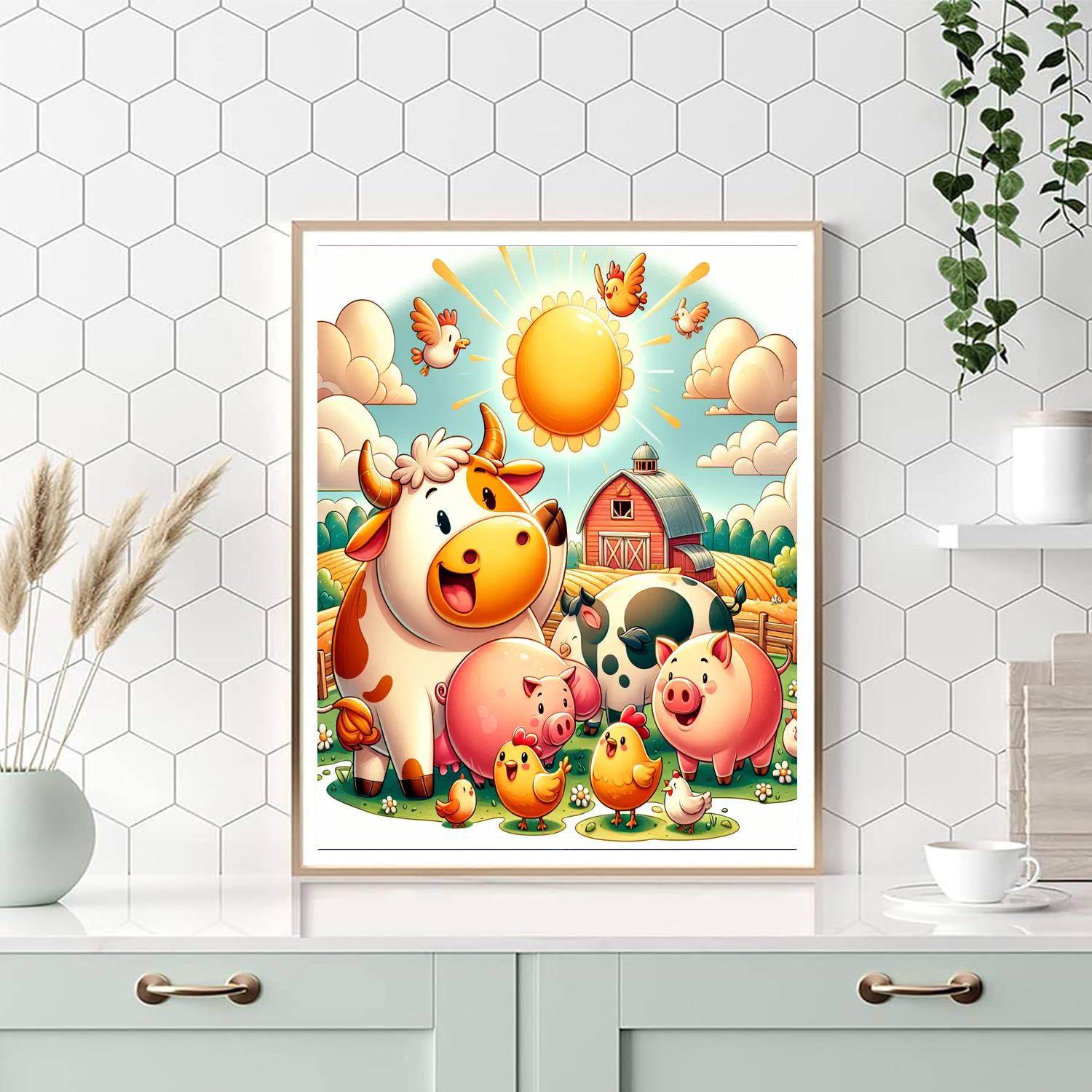 Cheerful Farm Day Numbered Painting Kits