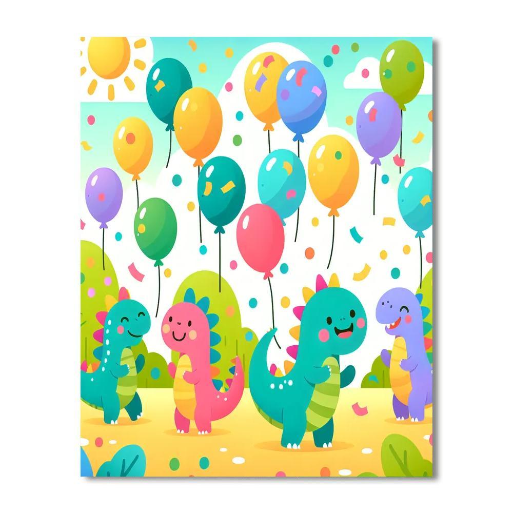 Dancing Dinosaurs Party Paint By Color