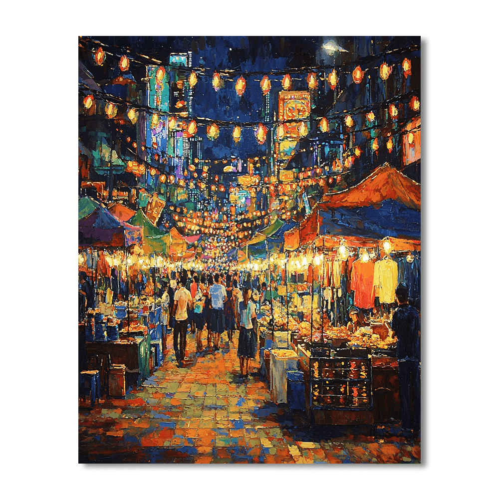 Temple Street Night Market - Hong Kong Numbered Painting Kits