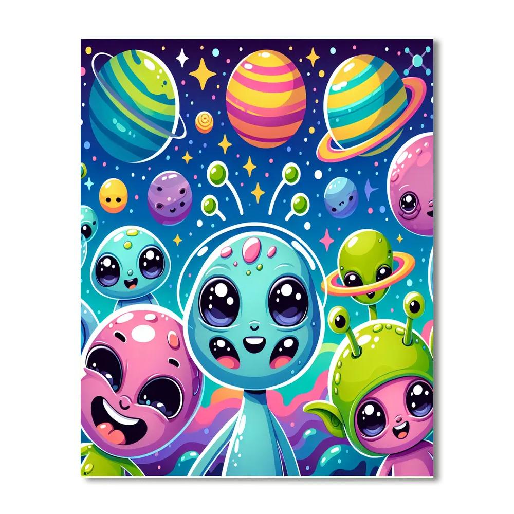 Cosmic Cuddly Aliens Paint By Numbers