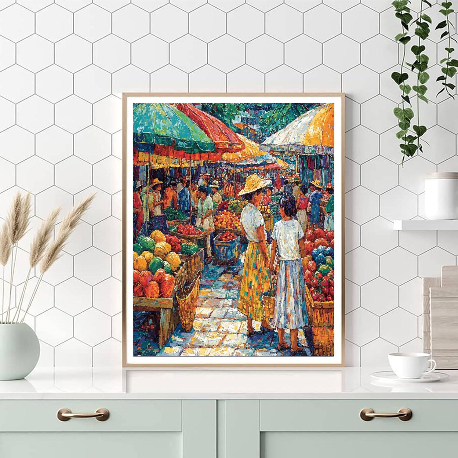 Diego Rivera Inspired Bright Bazaar Of Cultures  Number Painting