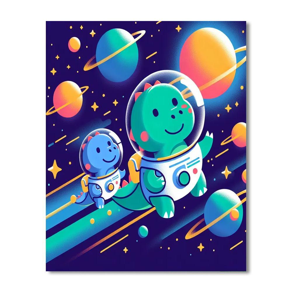 Dinosaurs In Space Paint By Number