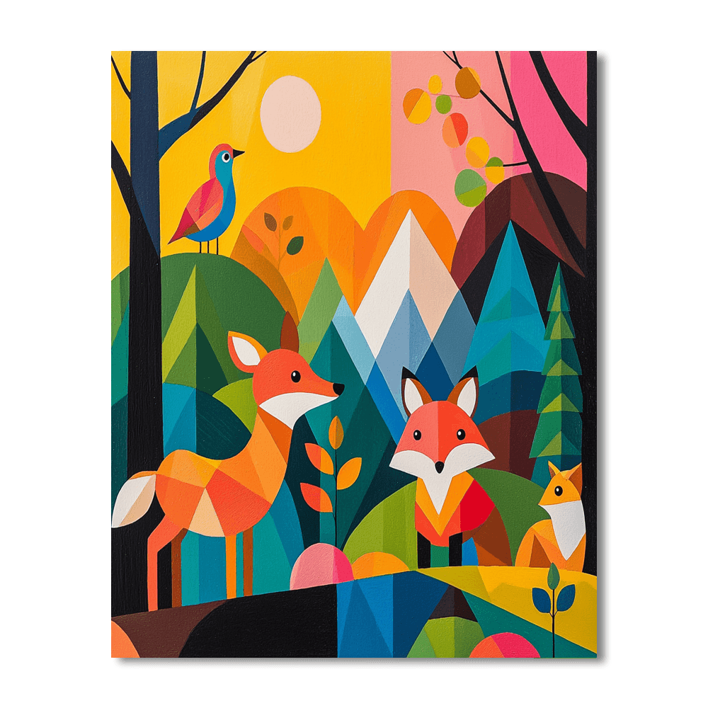 Charley Harper Inspired Mystical Animal Kingdom  Painting By Numbers Kit