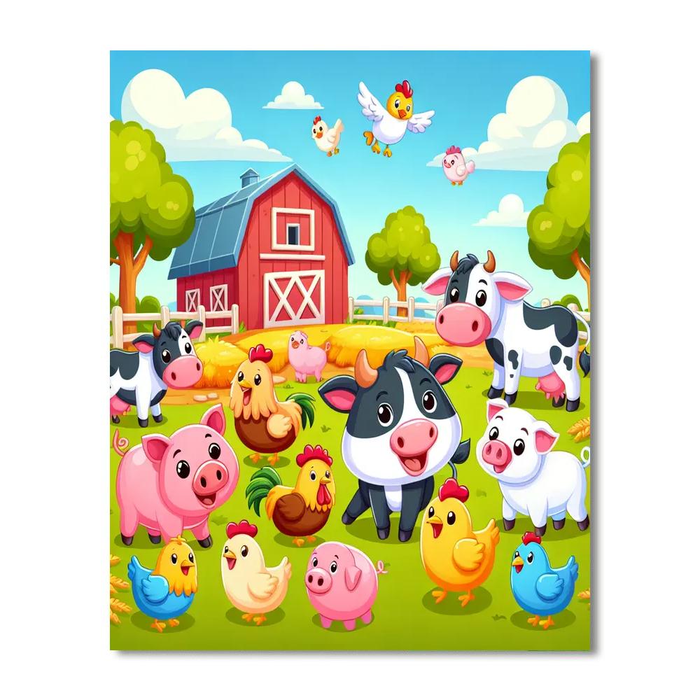 Animal Adventures At The Farm Painting Number Kit