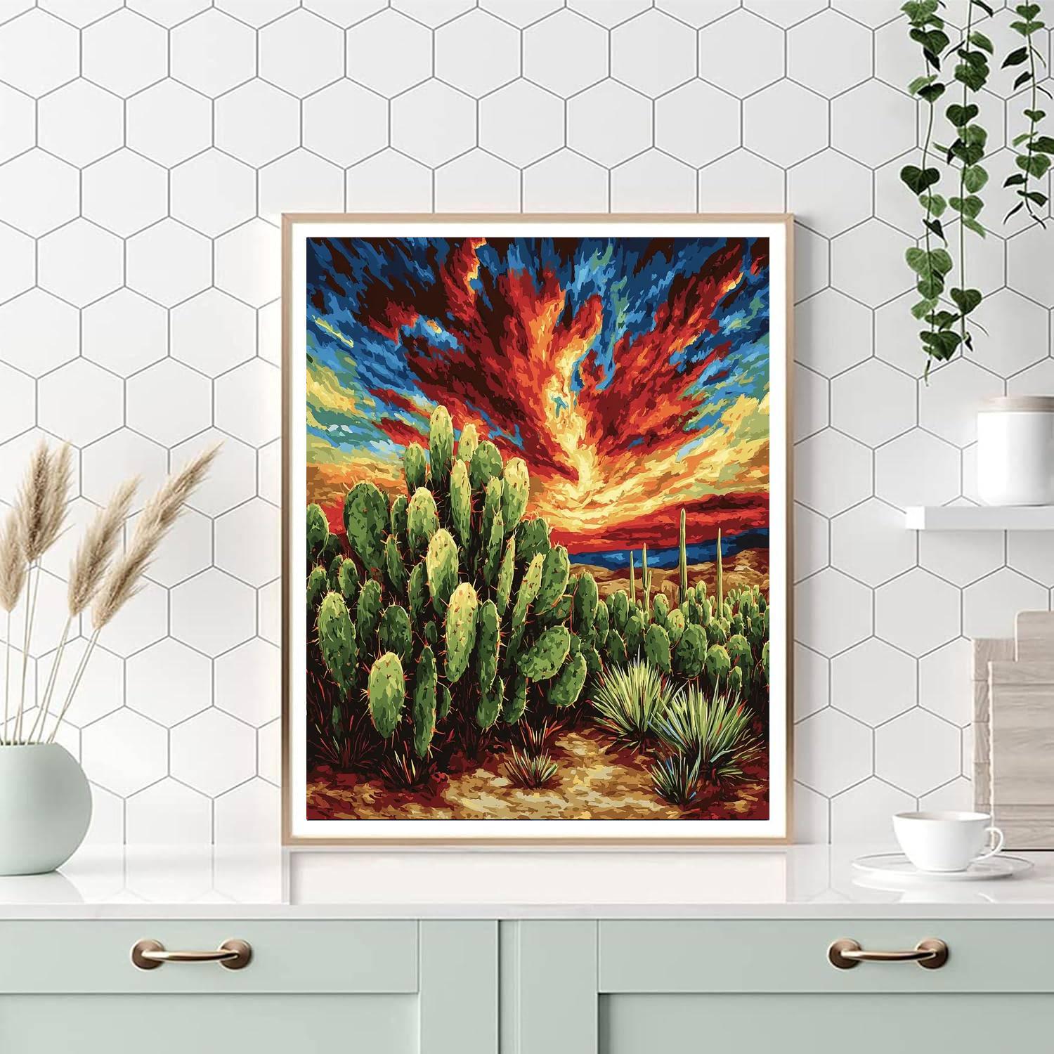 Frida Kahlo Inspired Resilience Of The Cactus Heart  Painting Number Kit