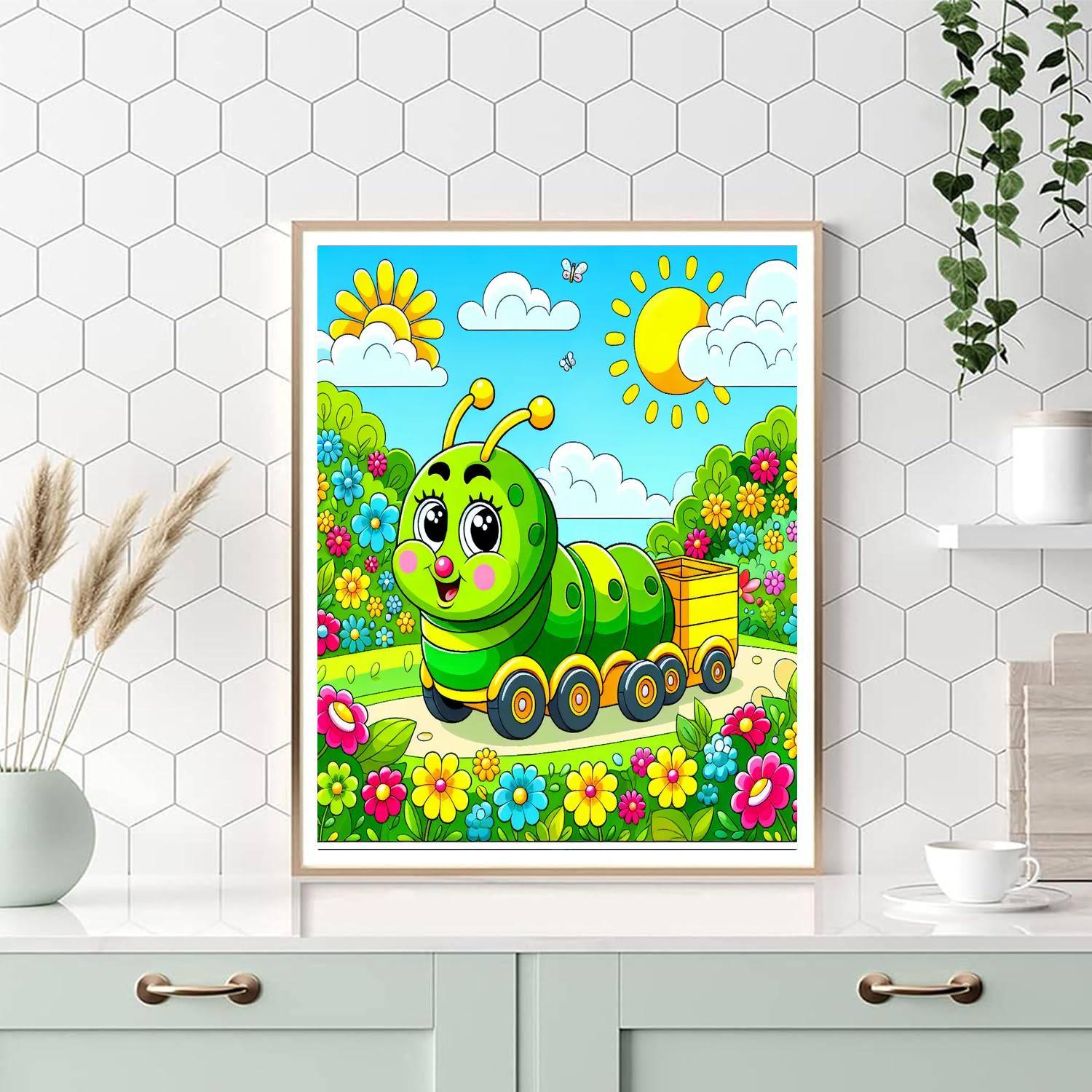 Cheerful Caterpillar Car DIY Paint By Numbers