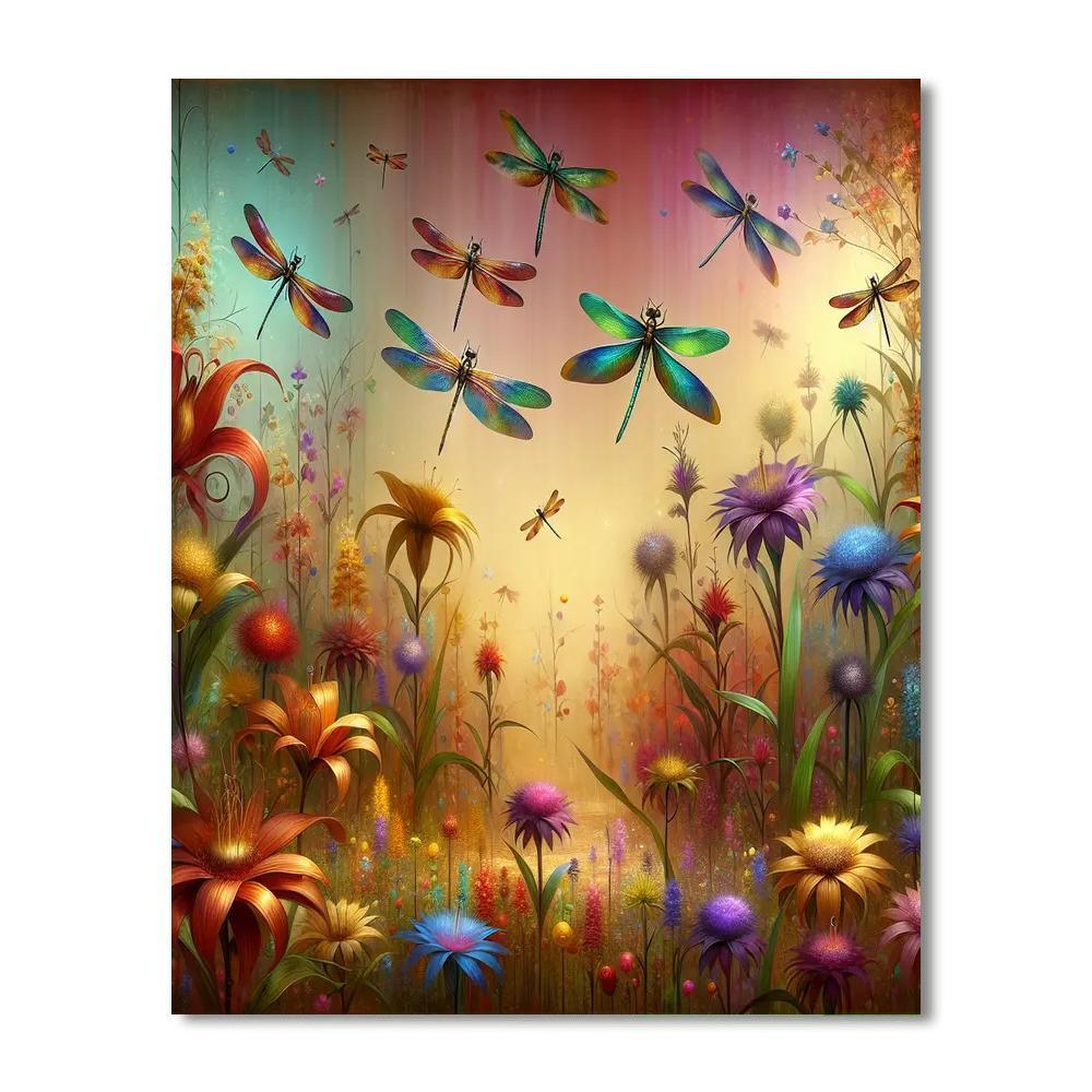 Enchanting Dragonfly Garden Numbered Painting Kits