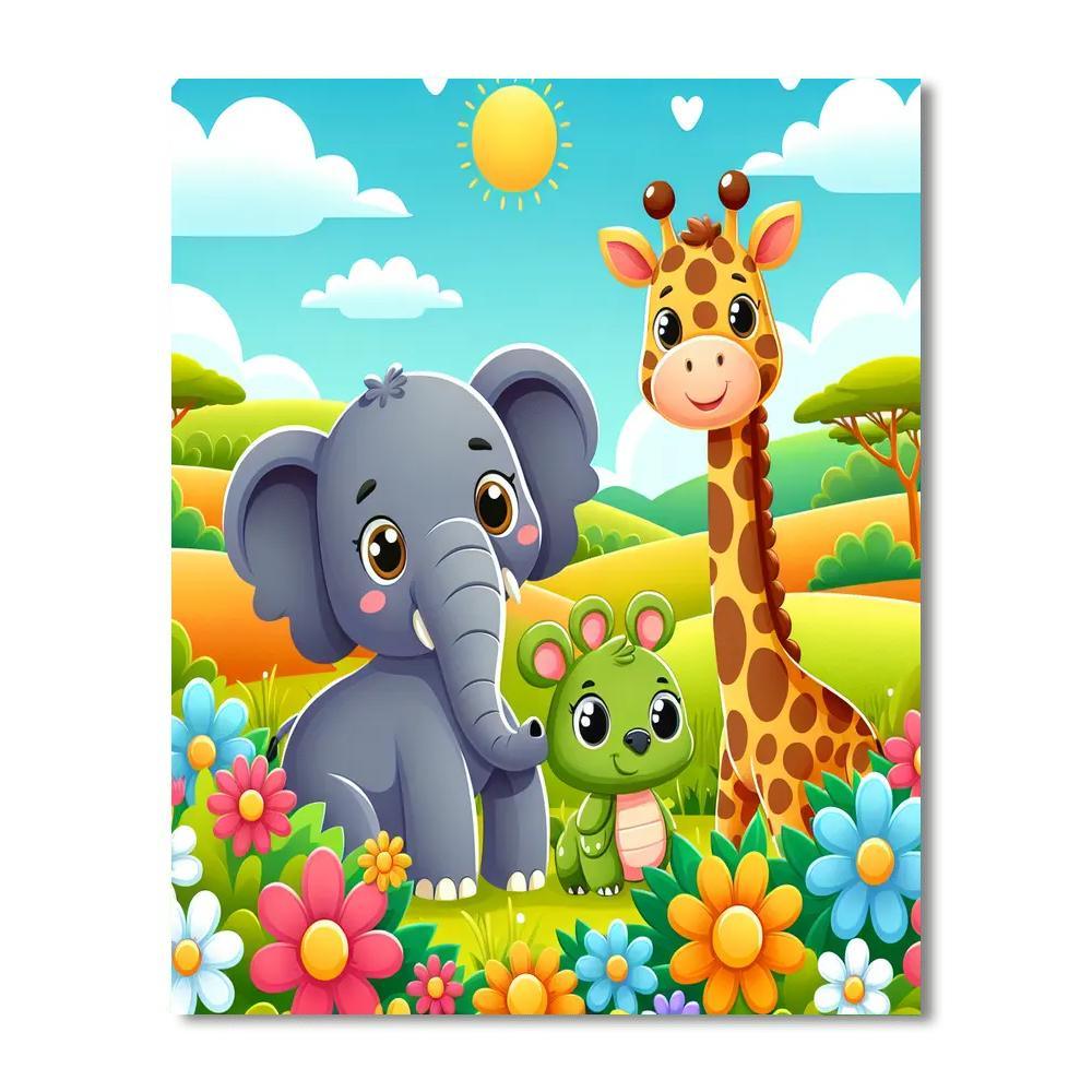 Sunny Safari Friends Painting Number Kit