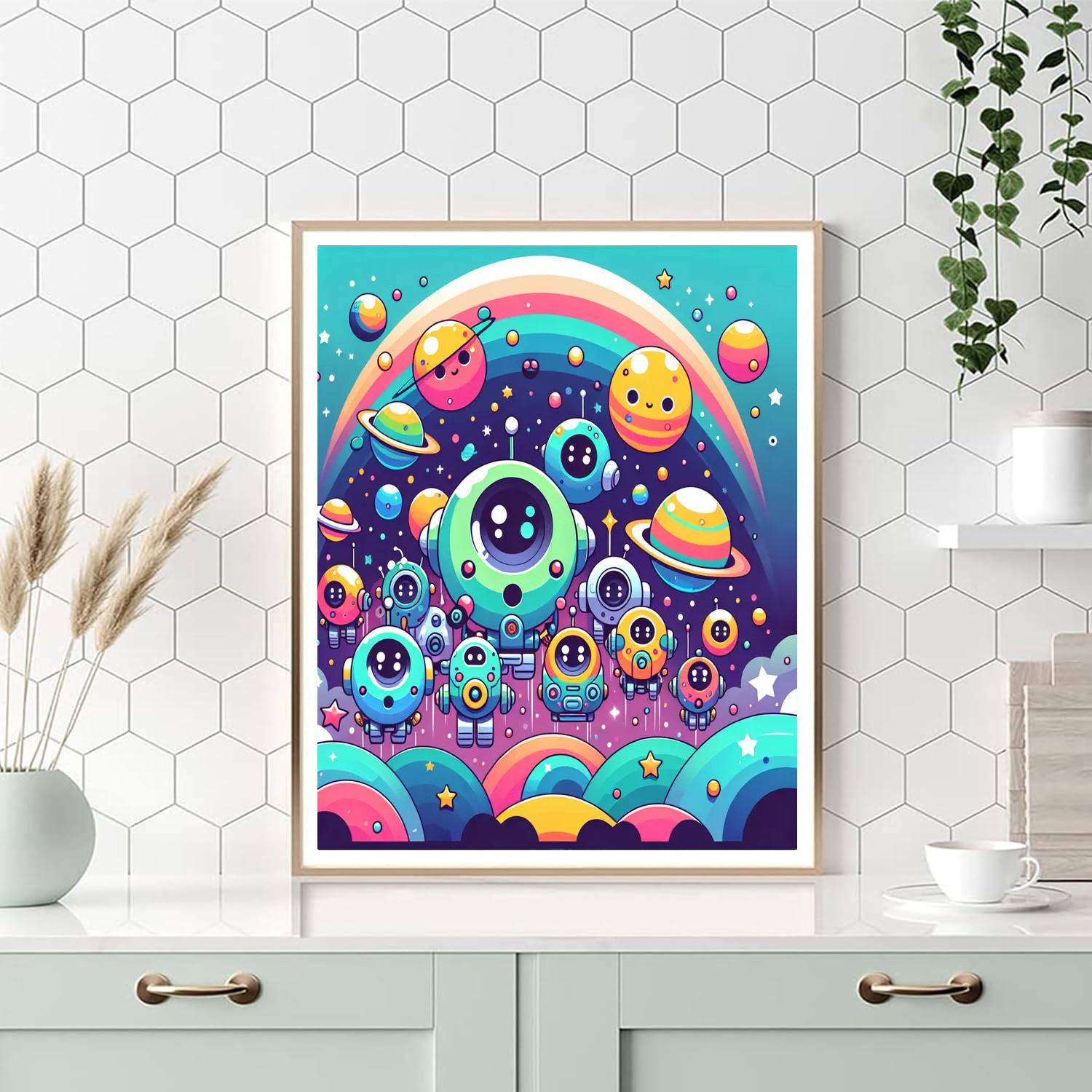 Galactic Robot Explorers Paint By Numbers Art