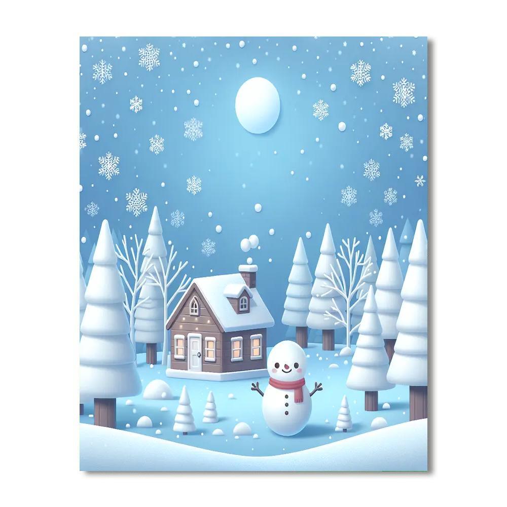 Magical Snowy Landscape Painting By Numbers Kit