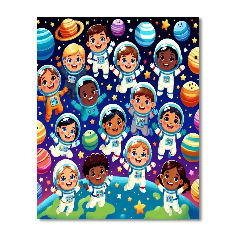 Curious Kids In Space Painting Number Kit
