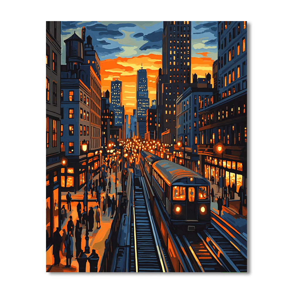 Edward Hopper Inspired Urban Cityscape  Painting By Numbers Kit
