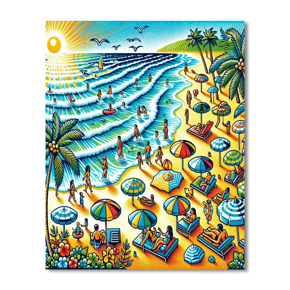 Vibrant Beach Retreat Painting By Numbers Kit