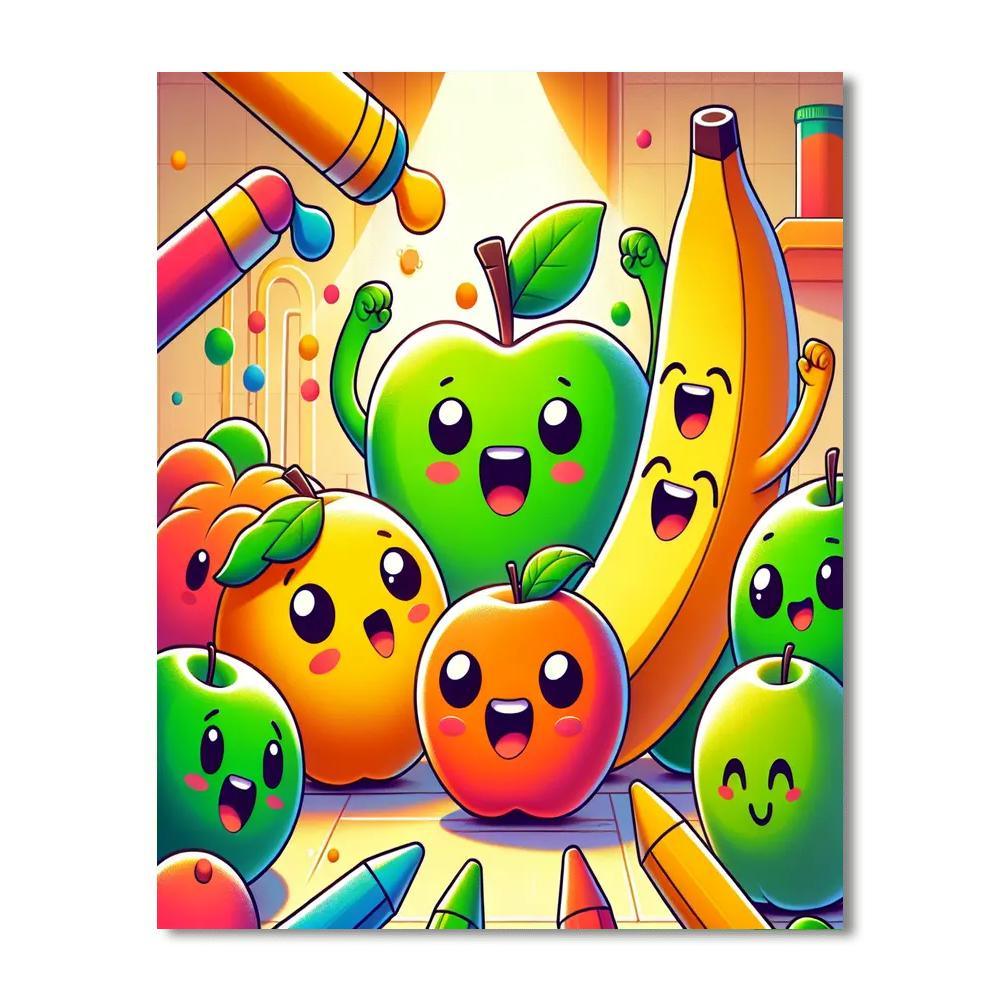 Silly Fruit Friends Paint By Numbers Art