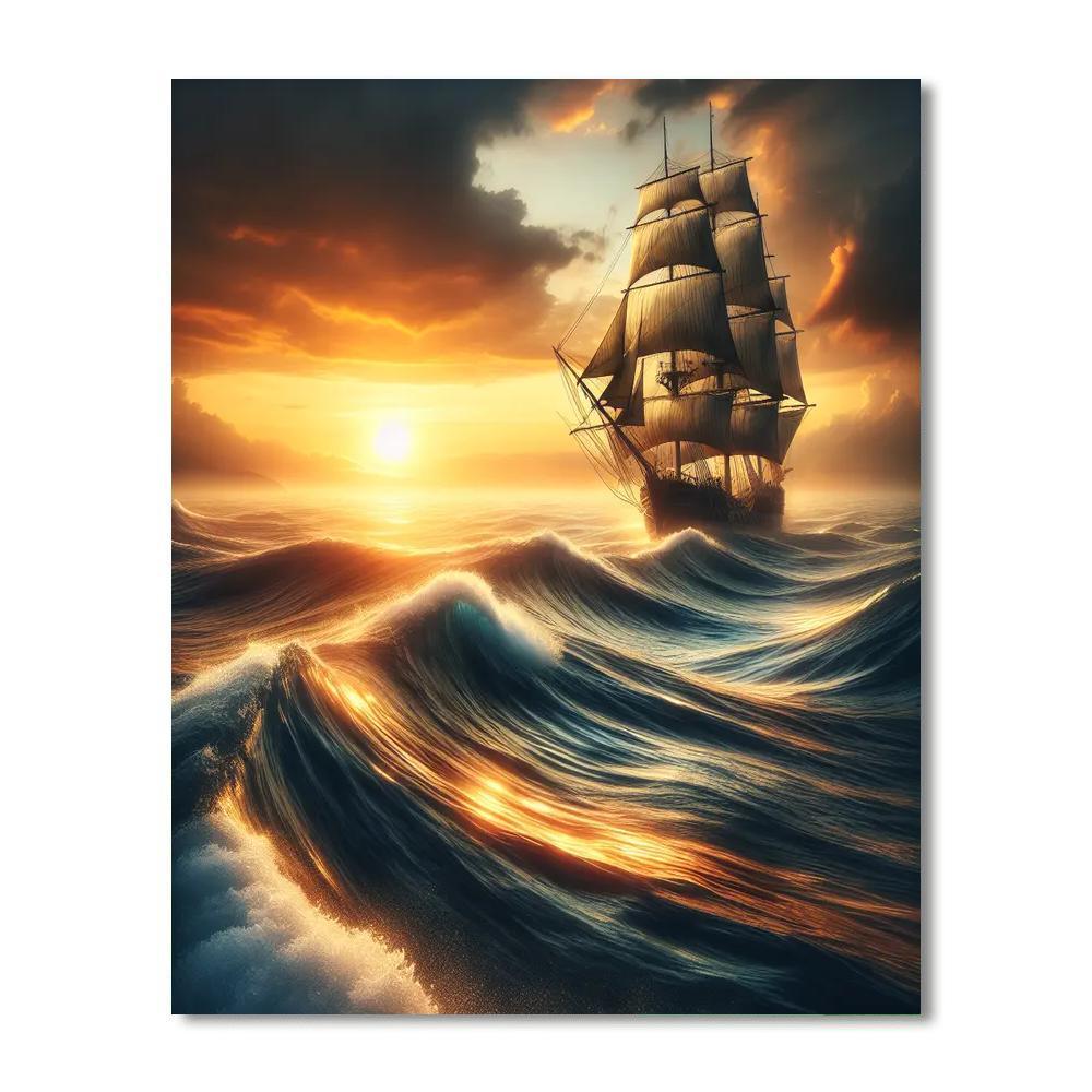 Ancient Maritime Voyage Number Painting