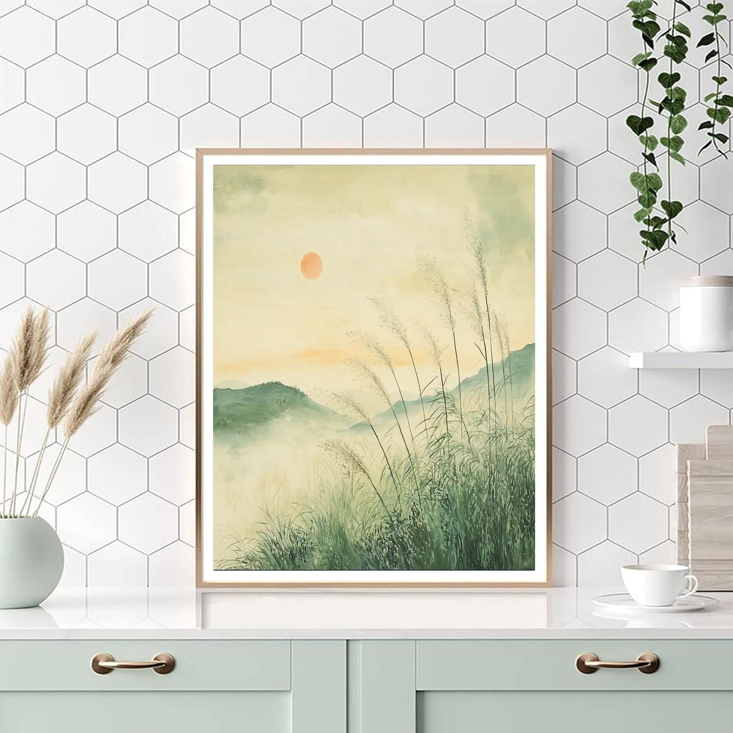 Zhao Mengfu Inspired Breezy Meadow Whispers  Paint By Color