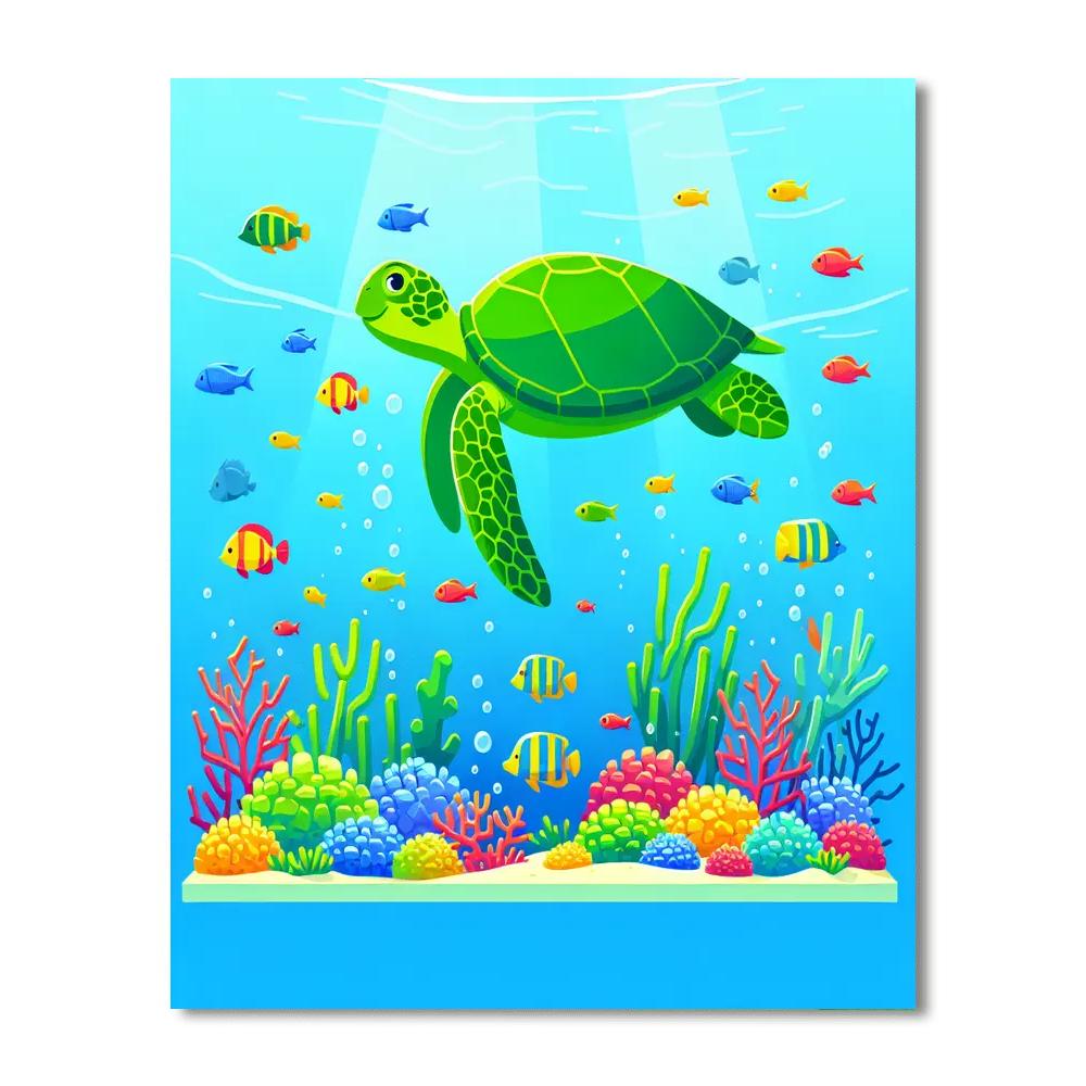 Colorful Sea Turtles Number Painting