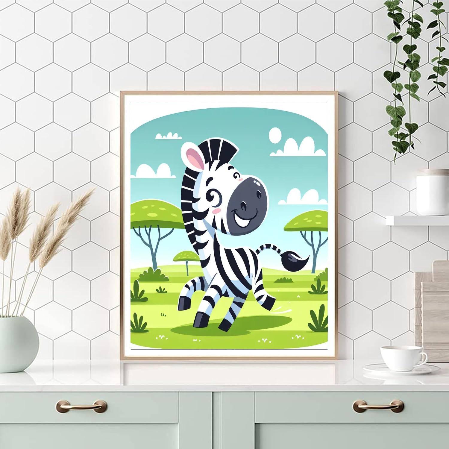 Lively Zebra Paint By Numbers Art