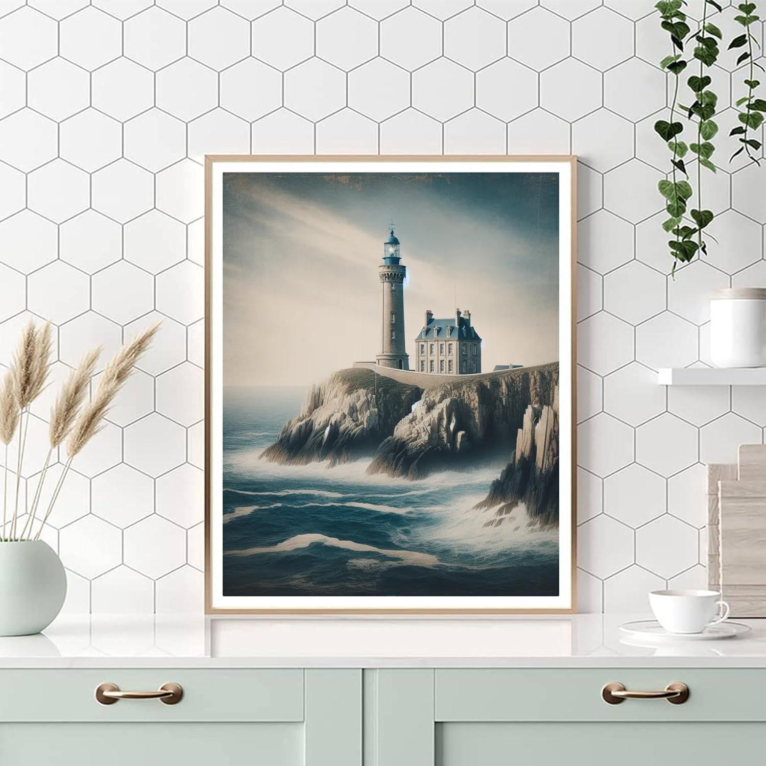 Historic Lighthouse On Clifftop Numbered Painting Kits