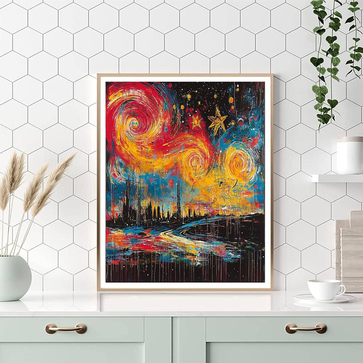 Jean-Michel Basquiat Inspired Celestial Dialogue  Paint By Numbers