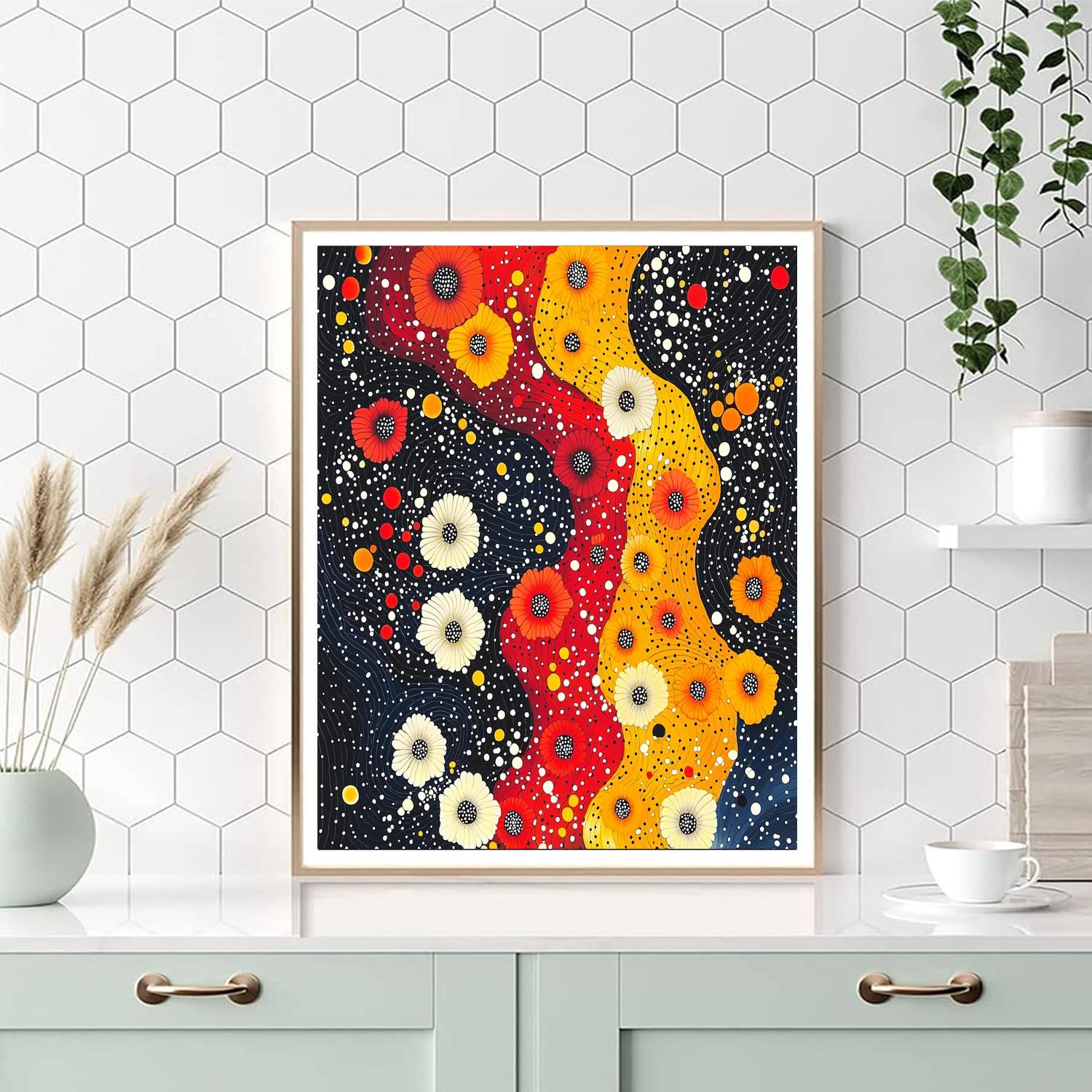 Yayoi Kusama Inspired Infinity Blossom Vision  DIY Paint By Numbers