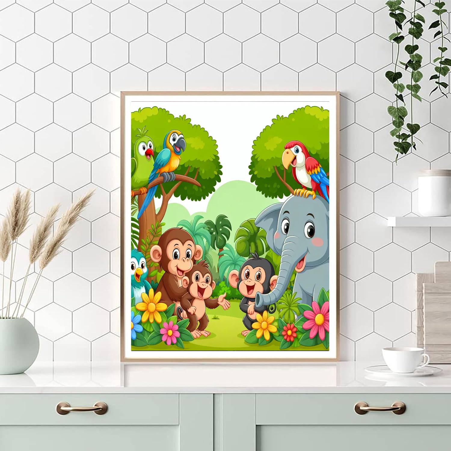 Vibrant Jungle Friends Paint By Numbers Art