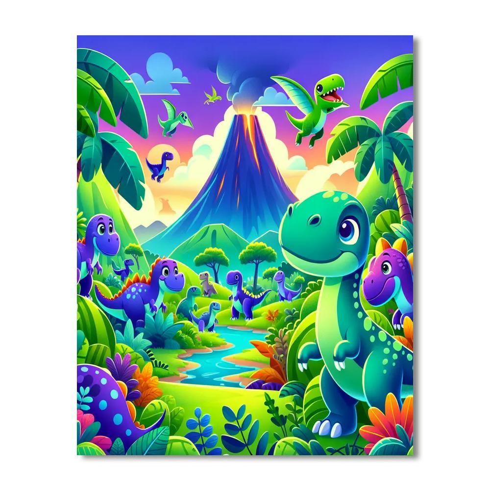 Playful Dinosaur Expedition Painting By Numbers Kit